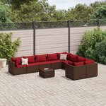vidaXL Salon de jardin 10 Pièces avec coussins marron résine tressée