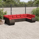 vidaXL Salon de jardin 10 Pièces avec coussins marron résine tressée