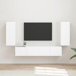 vidaXL Ensemble de meuble TV mural 4 Pièces Blanc Bois d'ingénierie