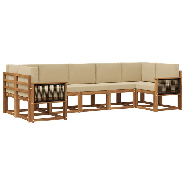 vidaXL Ensemble de canapés d'extérieur 7 pc Naturel et Beige
