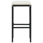 vidaXL Tabourets de bar avec coussins lot de 6 noir résine tressée