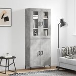 vidaXL Buffet haut Gris béton 69 5x34x180 cm Bois d'ingénierie