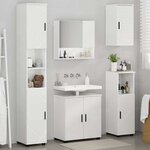 vidaXL Ensemble de mobilier de salle de bain 5 Pièces Blanc brillant