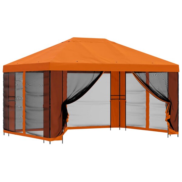 vidaXL Abri de jardin avec parois 4 × 3 m Orange Polyester et Acier