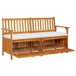 vidaXL Banc de rangement avec coussin 148 cm Bois d'acacia solide