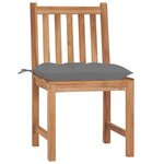 vidaXL Chaises de jardin lot de 4 avec coussins Bois de teck massif