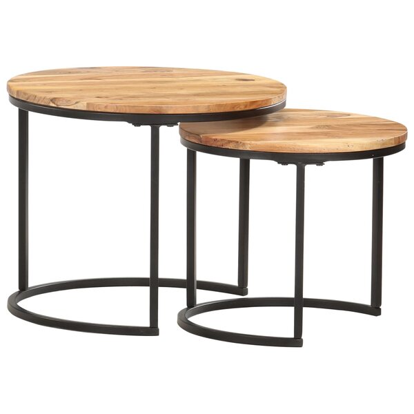 vidaXL Tables gigognes 2 Pièces Bois d'acacia massif