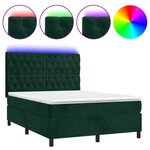 vidaXL Sommier à lattes de lit matelas et LED Vert foncé 140x190 cm