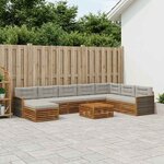 vidaXL Ensemble de canapés d'extérieur 9 Pièces Naturel et gris clair