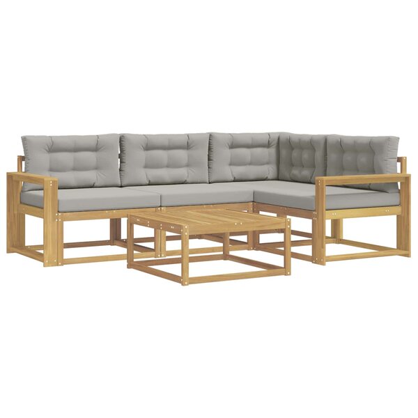vidaXL Ensemble de canapés d'extérieur 5 pc Blanc et gris clair