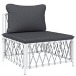 Salon de jardin meuble d'extérieur ensemble de mobilier 4 pièces avec coussins blanc acier 02_0016086