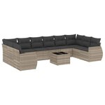 vidaXL Salon de jardin 11 Pièces avec coussins gris clair résine tressée