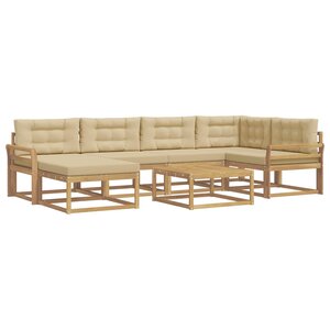 vidaXL Ensemble de canapés d'extérieur 7 pc Blanc et Beige