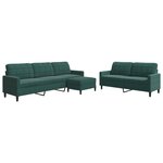 vidaXL Ensemble de canapés 3 Pièces avec coussins Vert foncé Velours