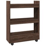 vidaXL Chariot de rangement étroit 3 niveaux chêne marron