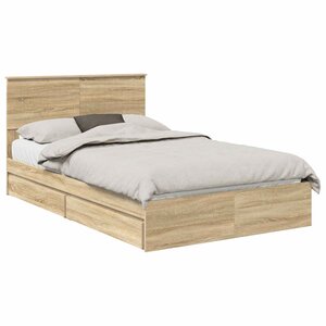 vidaXL Lit de Rangement Chêne Sonoma 120 x 190 cm Bois d'ingénierie
