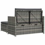 vidaXL Salon de jardin 2 Pièces avec coussins Résine tressée Gris