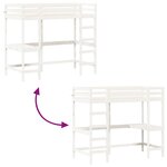 vidaXL Lit superposé avec bureau blanc 90x190 cm bois de pin massif