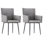 vidaXL Chaises à manger avec accoudoirs lot de 2 gris velours