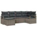 vidaXL Ensemble de canapés de jardin 6 pièces avec coussins gris poly rotin