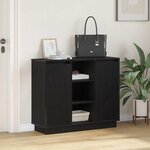 vidaXL Buffet LED Chêne noir 90 x 32 x 75 cm Bois d'ingénierie