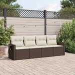 vidaXL Salon de jardin 4 Pièces avec coussins marron résine tressée