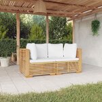 vidaXL Canapés d'angle de jardin et coussins 2 Pièces Bois teck massif