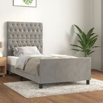 vidaXL Cadre de lit avec tête de lit Gris clair 90x190 cm Velours