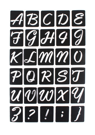 Pochoir adhésif Alphabet Script 14x20 cm