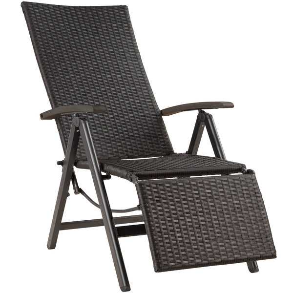 Tectake Fauteuil de relaxation avec repose-pieds - noir