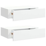 vidaXL Étagères à tiroirs murales 2 Pièces Blanc 40x23 5x10 cm MDF