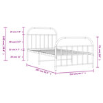 vidaXL Cadre de lit métal sans matelas et pied de lit blanc 107x203 cm