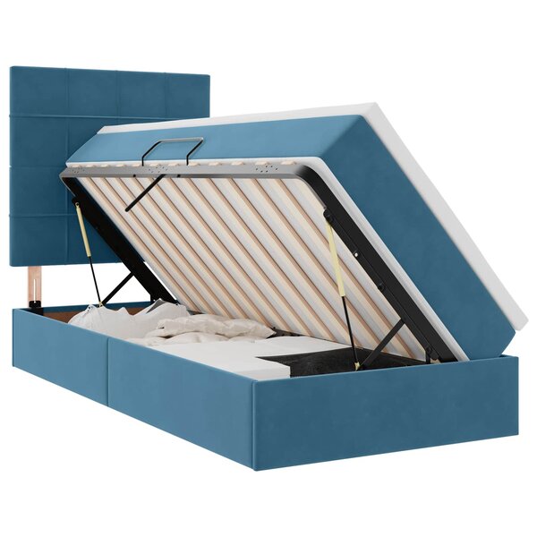 vidaXL Lit de rangement LED avec matelas Bleu foncé 100 x 200 cm