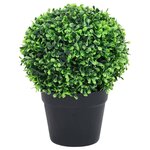 vidaXL Plantes de buis artificiel 2 Pièces avec pots Boule Vert 32 cm