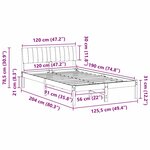 vidaXL Cadre de lit Marron et taupe 120 x 190 cm Bois massif en pin