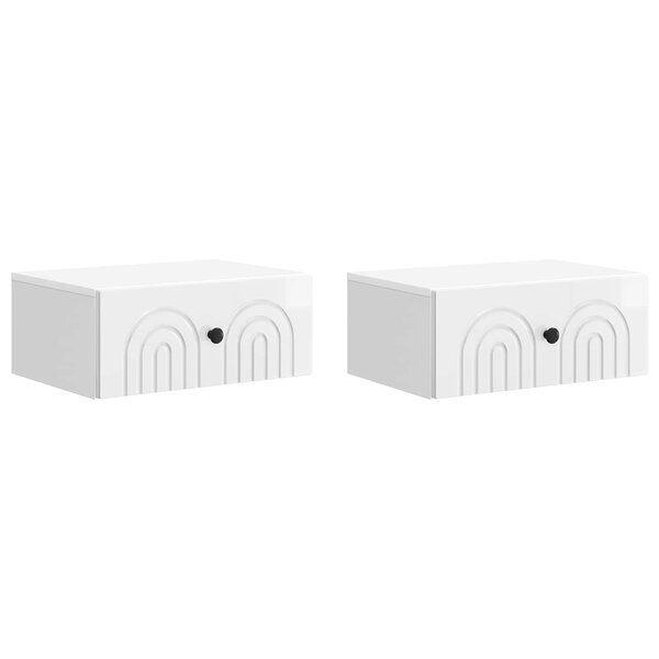 vidaXL Cabinet de chevet mural 2 Pièces Blanc brillant 49 x 34 5 x 20 cm