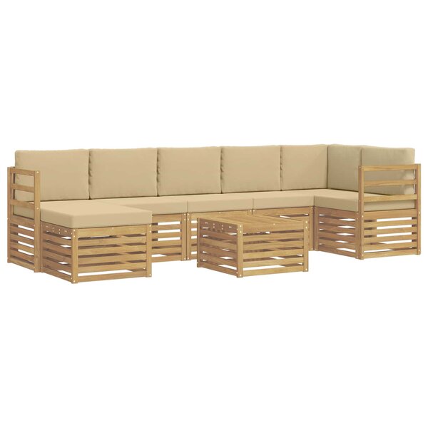 vidaXL Ensemble de canapés d'extérieur 8 pc Blanc et Beige Polyester