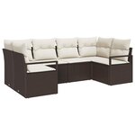 vidaXL Ensemble de canapé de jardin 6 Pièces Marron Poly rotin