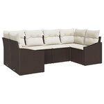 vidaXL Ensemble de canapé de jardin avec coussin 6 Pièces Marron  Crème