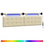 vidaXL Tête de lit suspendue Avec lumière LED Crème Simili cuir