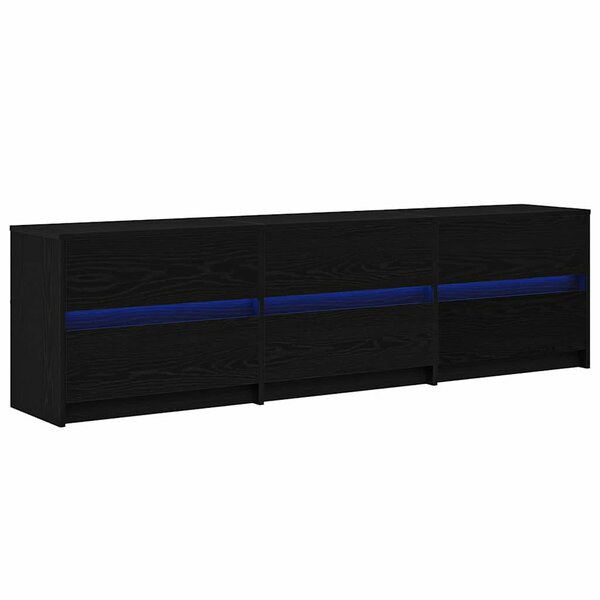 vidaXL Meuble TV avec tiroir Noir 182 x 34 x 50 cm Bois d'ingénierie