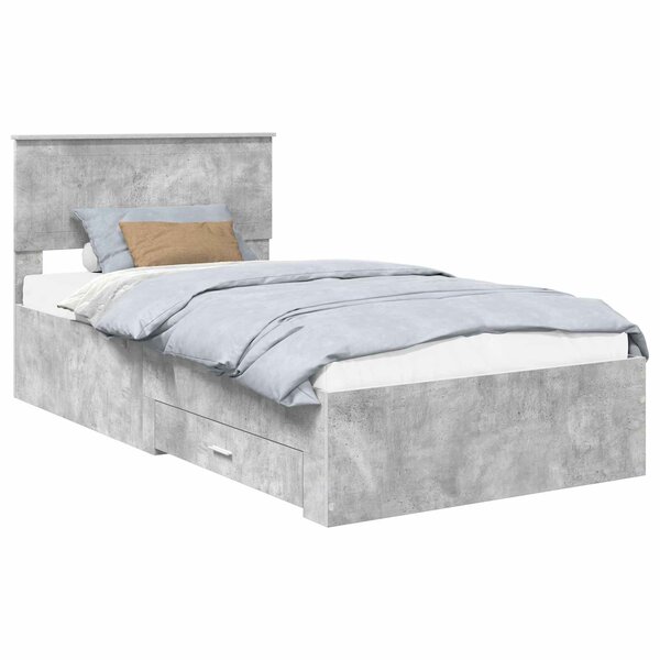 vidaXL Cadre de lit Gris béton 100 x 200 cm Bois d'ingénierie