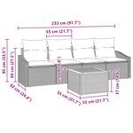 vidaXL Ensemble de canapé de jardin 5 pièces avec coussins en rotin poly gris acacia