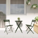 vidaXL Ensemble bistro pliant 3 Pièces Vert foncé Acier