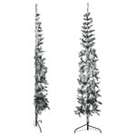 vidaXL Demi sapin de Noël artificiel mince avec neige floquée 210 cm