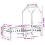 vidaXL Cadre de lit avec toit 90x190 cm bois massif de pin