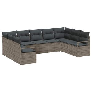 vidaXL Ensemble de canapé de jardin 9 Pièces Gris Poly rotin