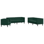 vidaXL Ensemble de canapé Chesterfield et traversins 3 Pièces vert foncé