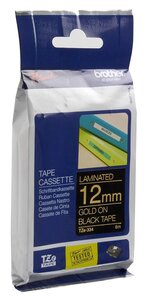 Ruban pour ptouch laminé or/noir 12mmx8m tze334 brother