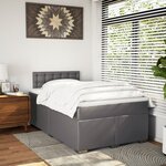 vidaXL Sommier à lattes de lit avec matelas Gris 120x200 cm Similicuir